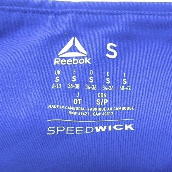🌺 Reebok Lux Speedwick Tights Acid Blue Colorblock Leggings Size S - Picture 6 of 8